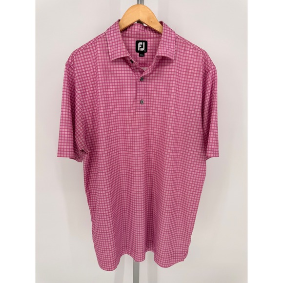 FJ FootJoy Other - FJ FootJoy Men's‎ Pink Plaid Golf Polo Shirt Size Large